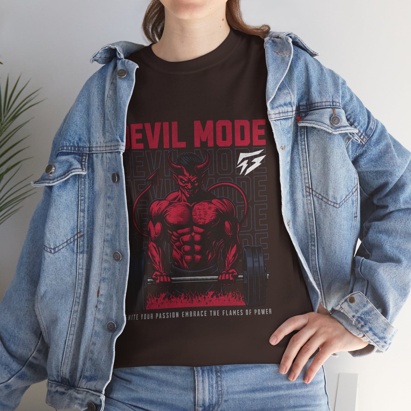 Devil Mode Gym Shirt Flashlander Cotton Unisex Charcoal Black Performance Graphic Tee