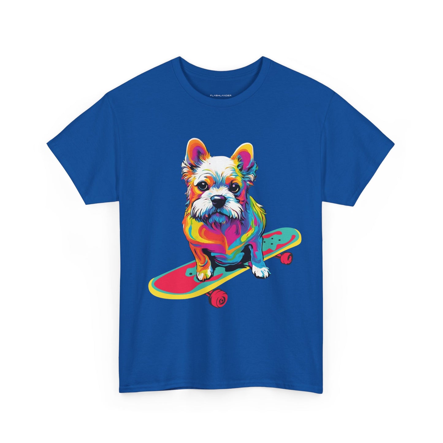 T-shirt de sport Flashlander avec chien skateboardant Pop Art