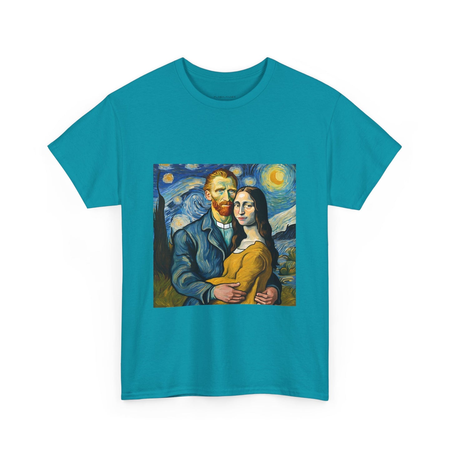 Funny Mona Lisa with Vincent Van Gogh Starry Night - Flashlander Gym Shirt