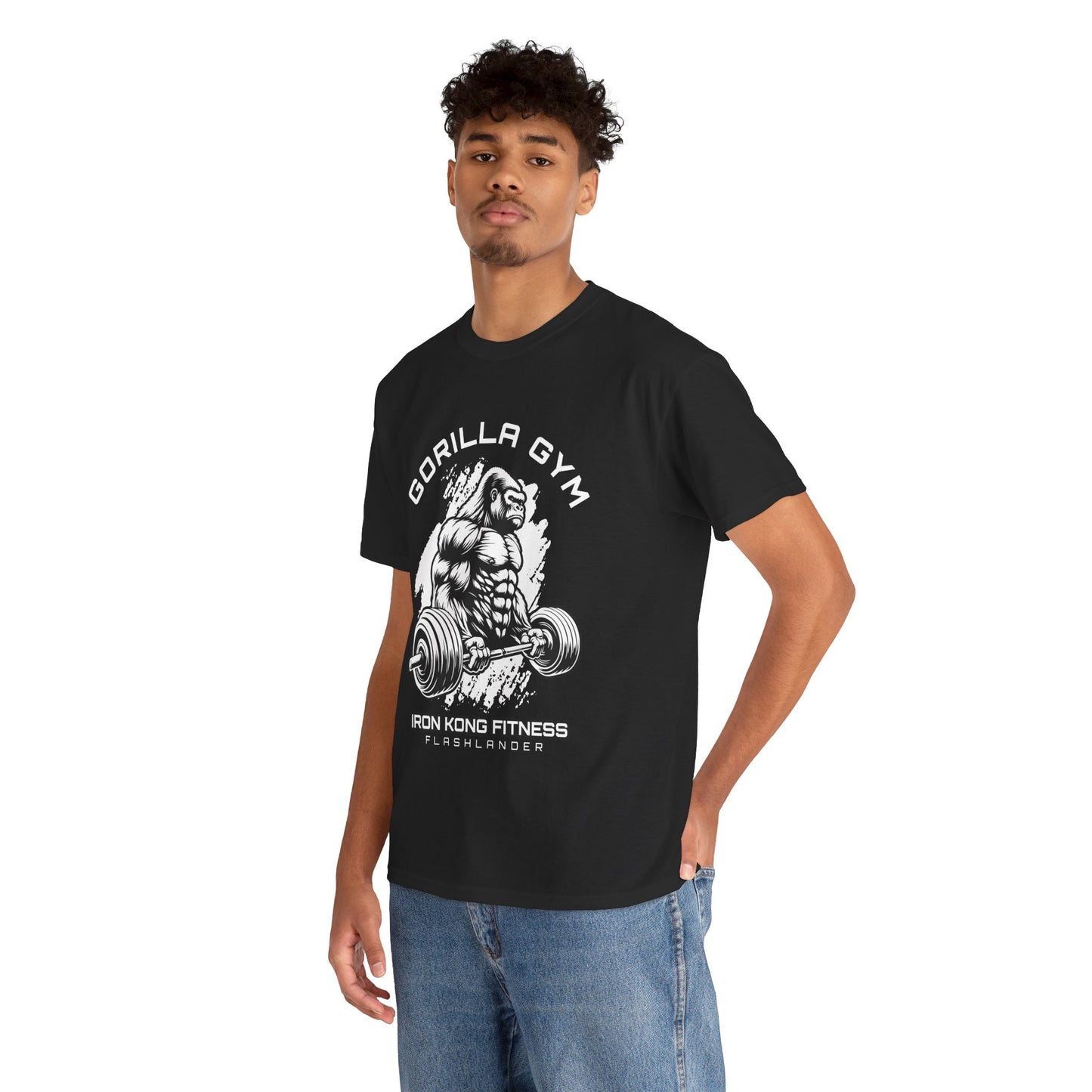 T-shirt de sport Gorilla Flashlander en coton unisexe, noir anthracite, graphique de performance