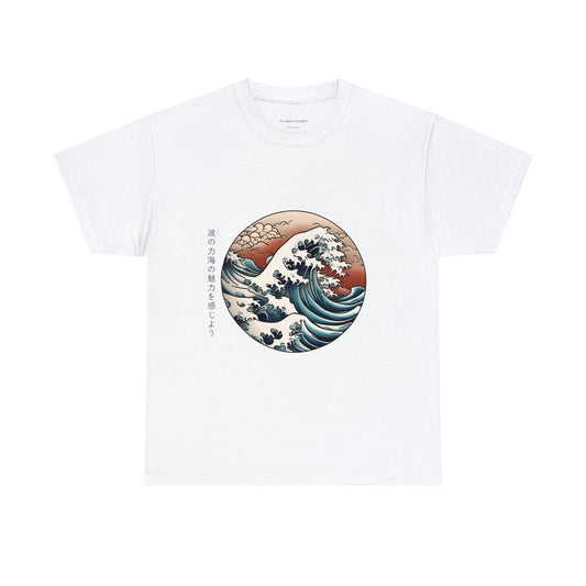 Las olas japonesas sienten el encanto del mar Camiseta unisex de algodón pesado Flashlander