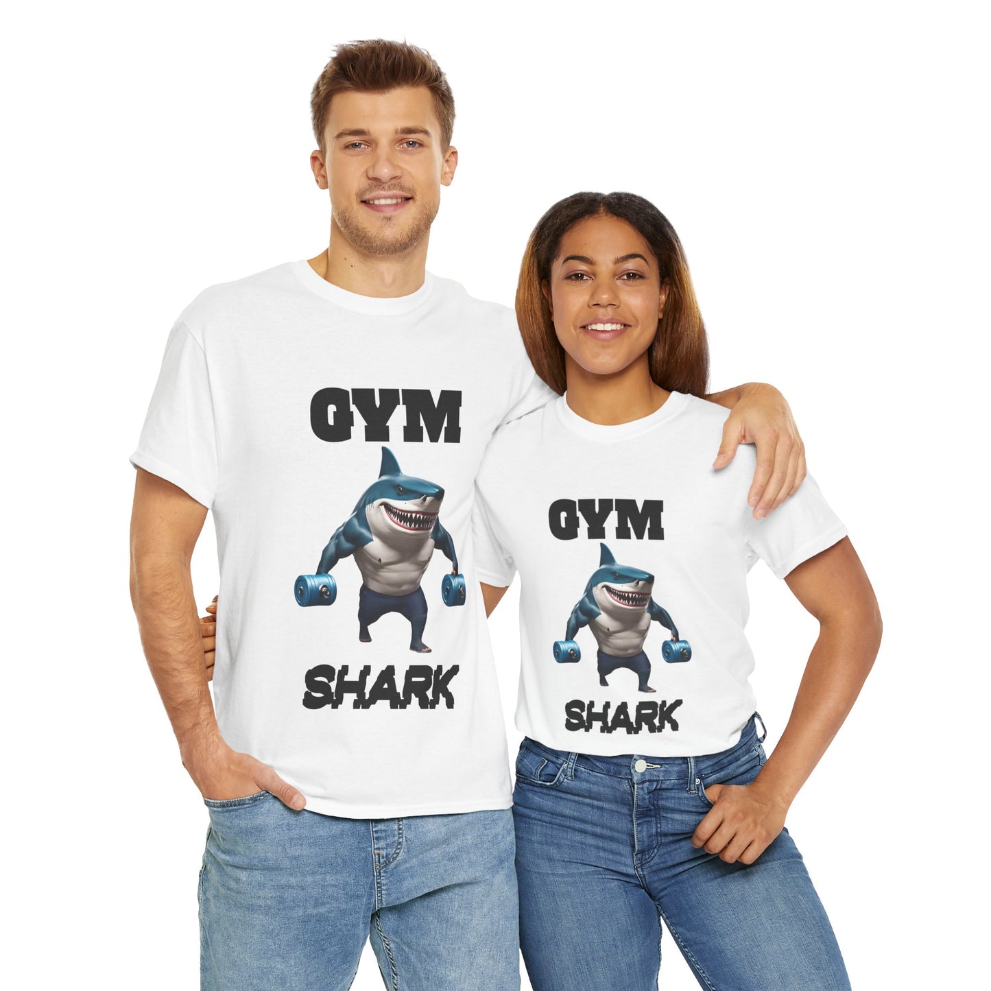 Gym Shark Performance Shirt Flashlander Cotton Unisex Charcoal Black Graphic Tee