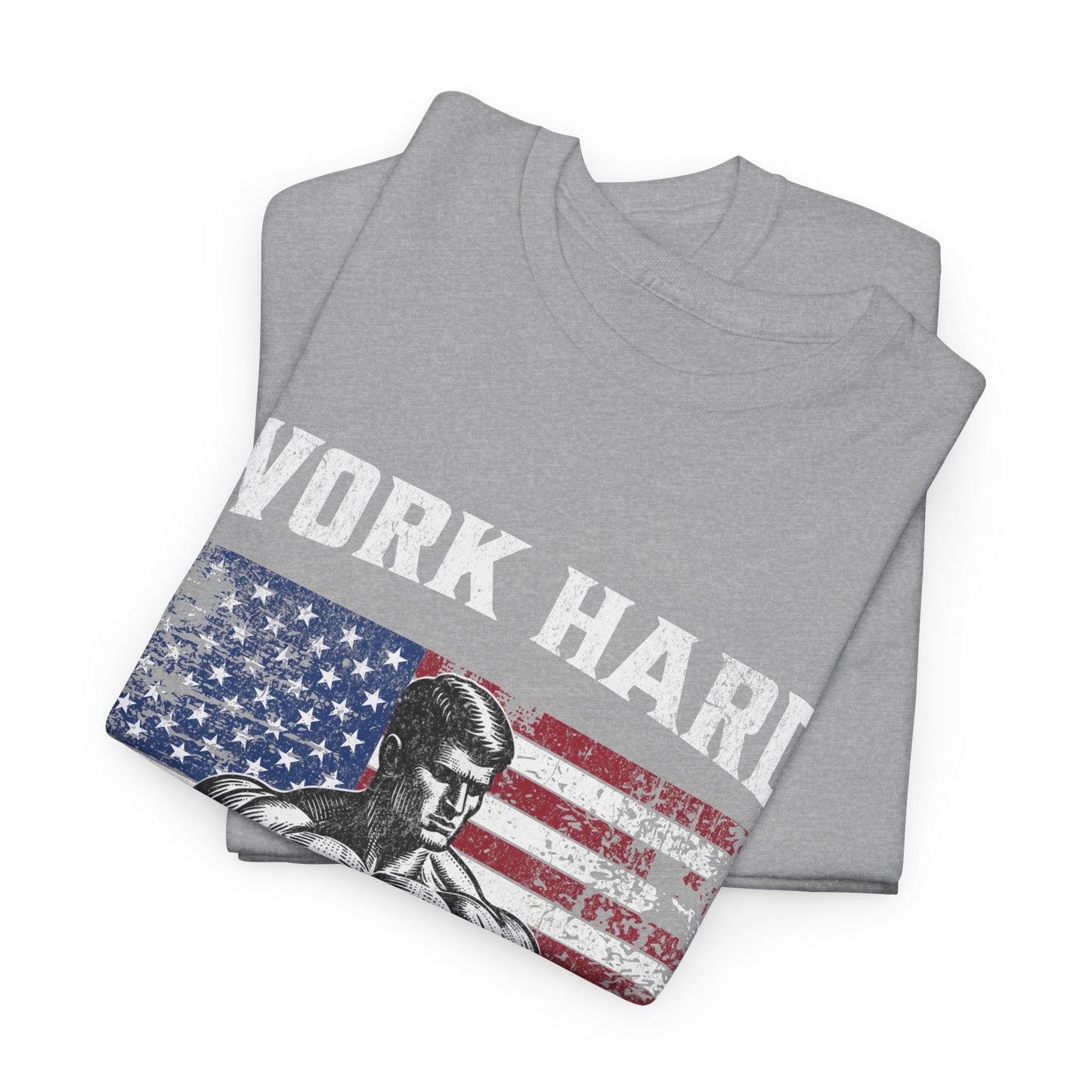 Work Hard Lift Heavy Gym Shirt Flashlander Cotton Unisex Charcoal Black Graphic Tee