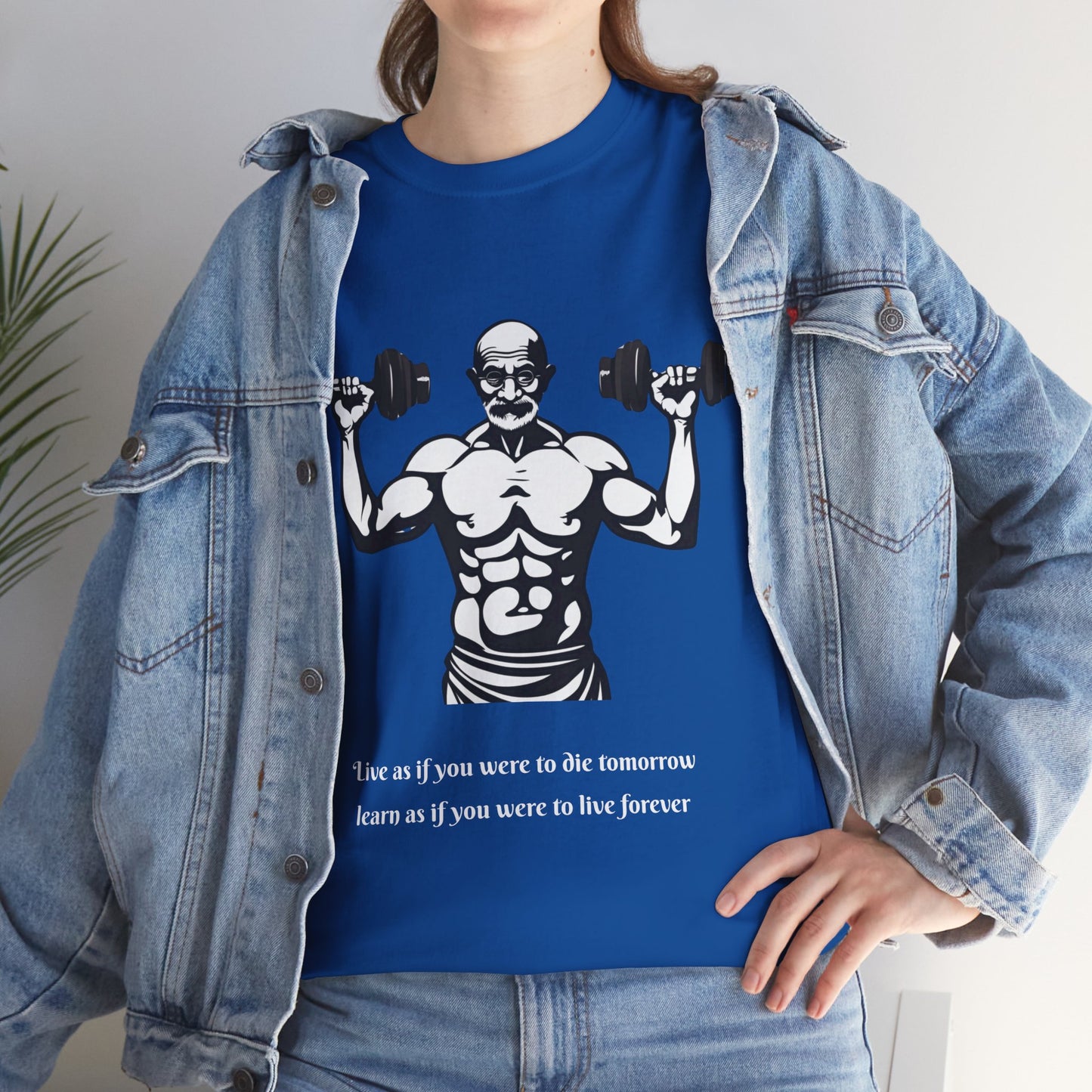 Gandhi Bodybuilder Gym Shirt - Flashlander Live as if you were to die tomorrow, learn as if you were to live forever quote Graphic Tee