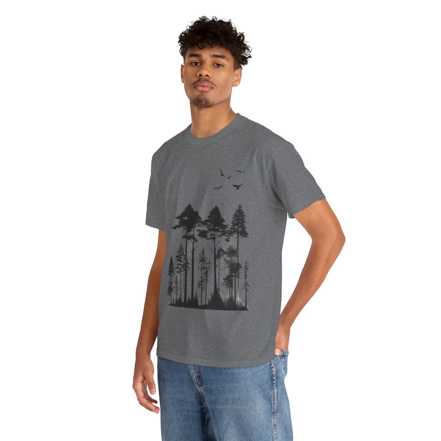 Camisa del bosque de pinos Camiseta unisex de algodón pesado Flashlander