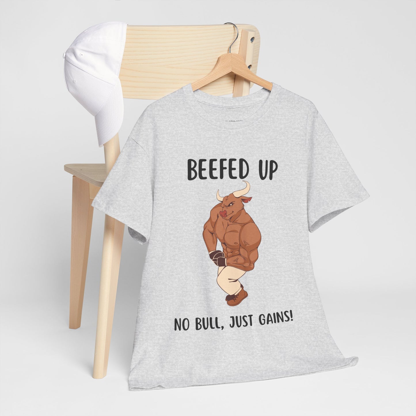 Muscle Bull Beefed Up No Bull, Just Gains - Flashlander Gym Shirt