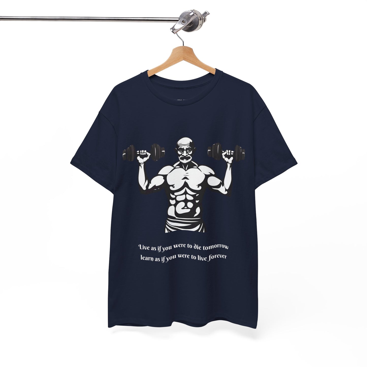 Gandhi Bodybuilder Gym Shirt - Flashlander Live as if you were to die tomorrow, learn as if you were to live forever quote Graphic Tee