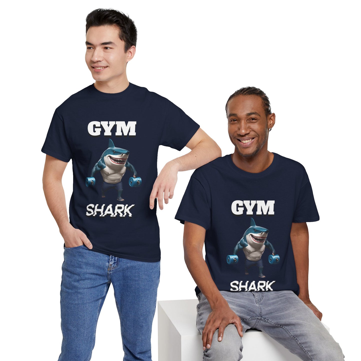 Gym Shark Performance Shirt Flashlander Cotton Unisex Charcoal Black Graphic Tee