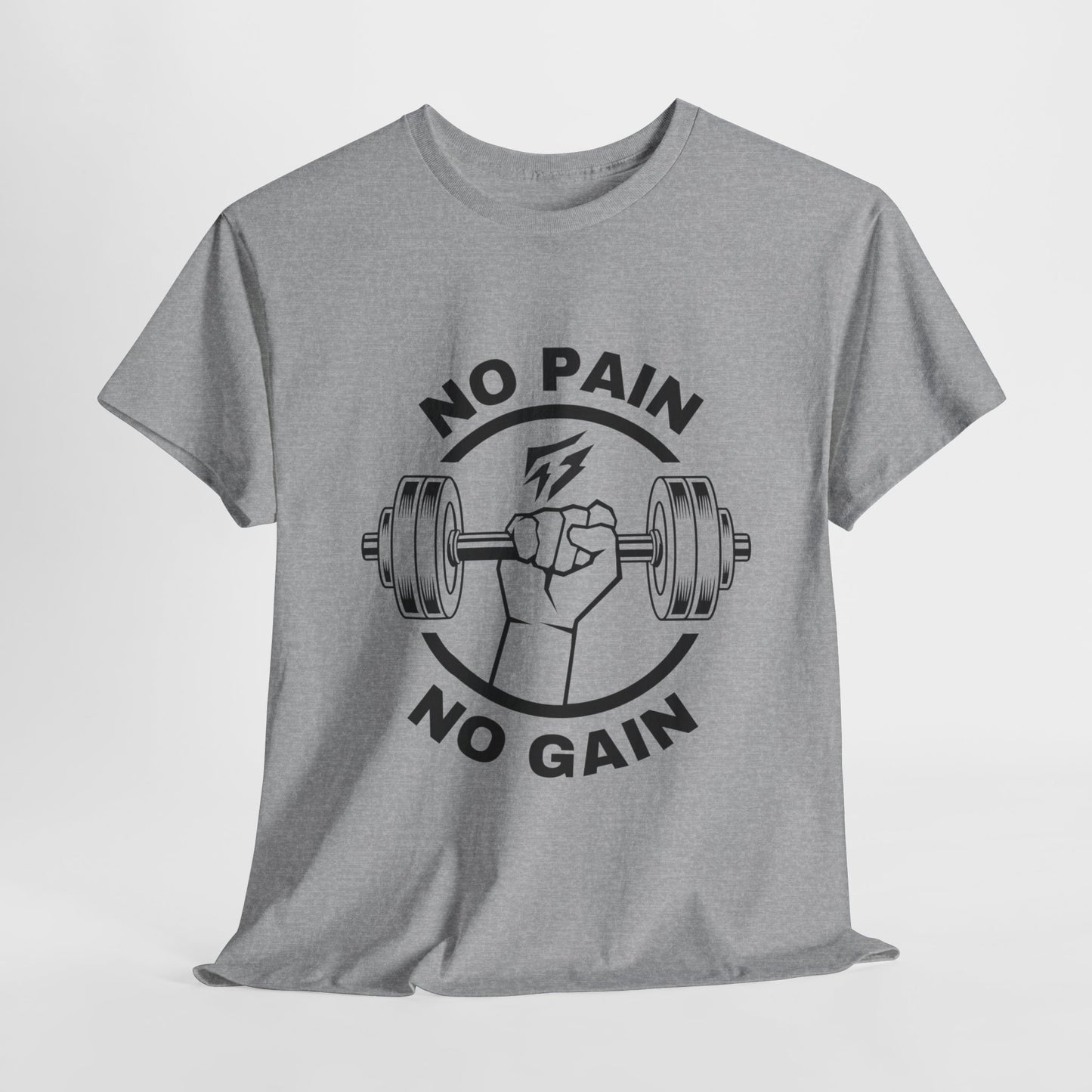 T-shirt de sport Lifting Flashlander avec citation « No Pain No Gain »