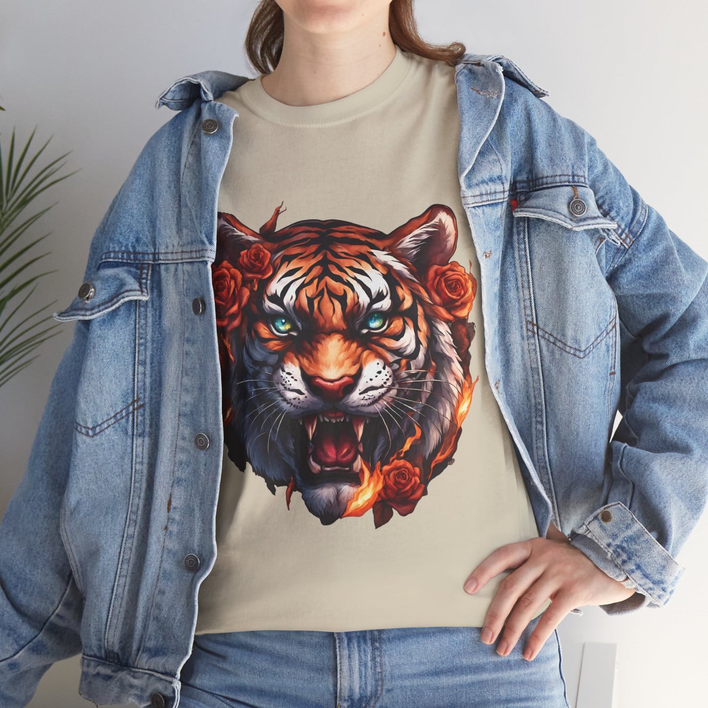 Tiger Flames and Roses T-Shirt Flashlander