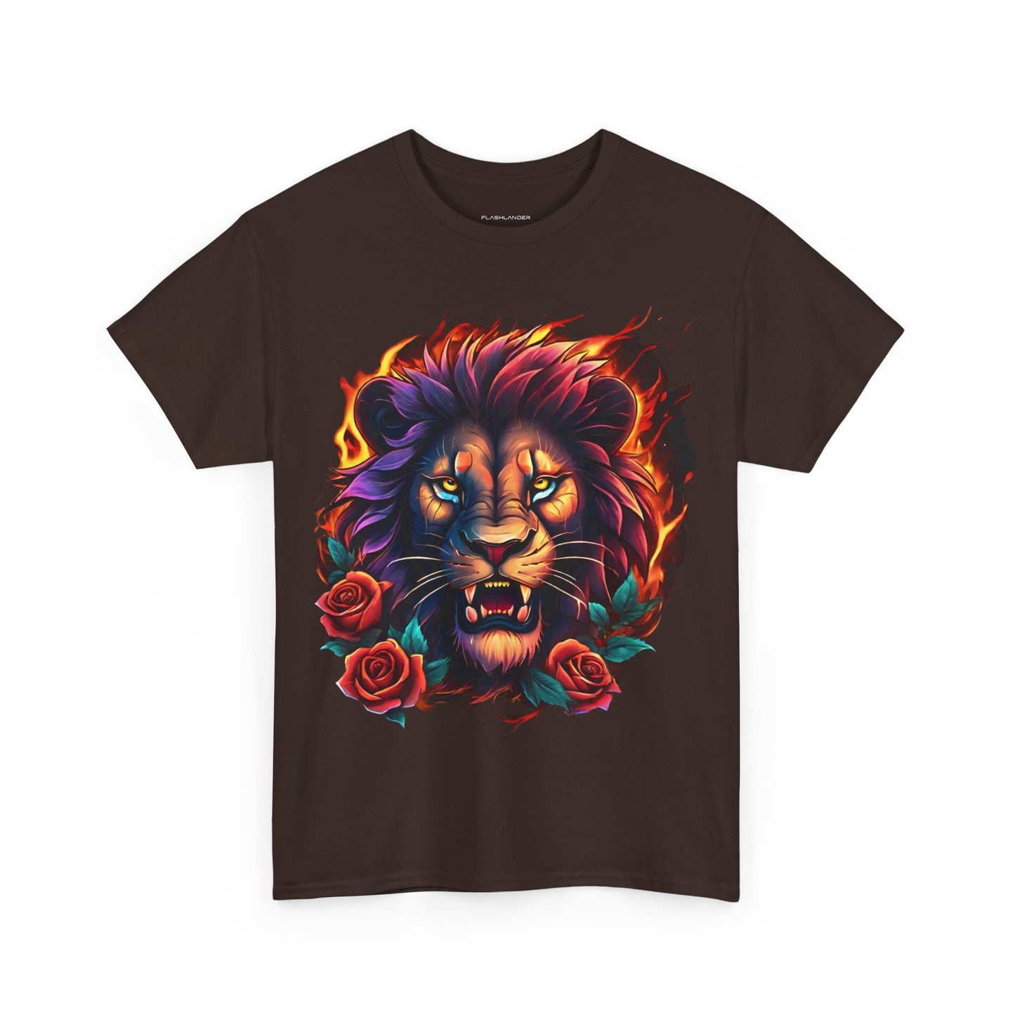 Lion Flames and Roses T-Shirt Flashlander