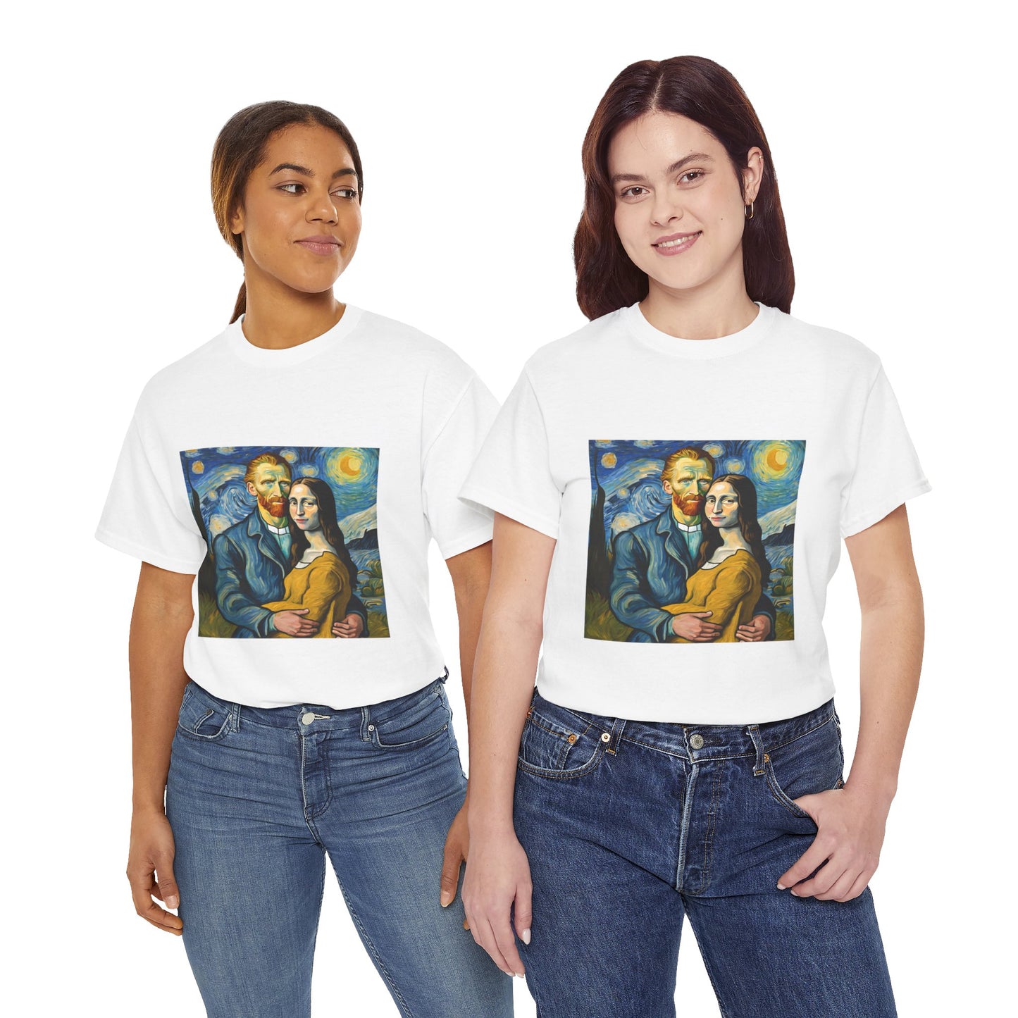 Funny Mona Lisa with Vincent Van Gogh Starry Night - Flashlander Gym Shirt