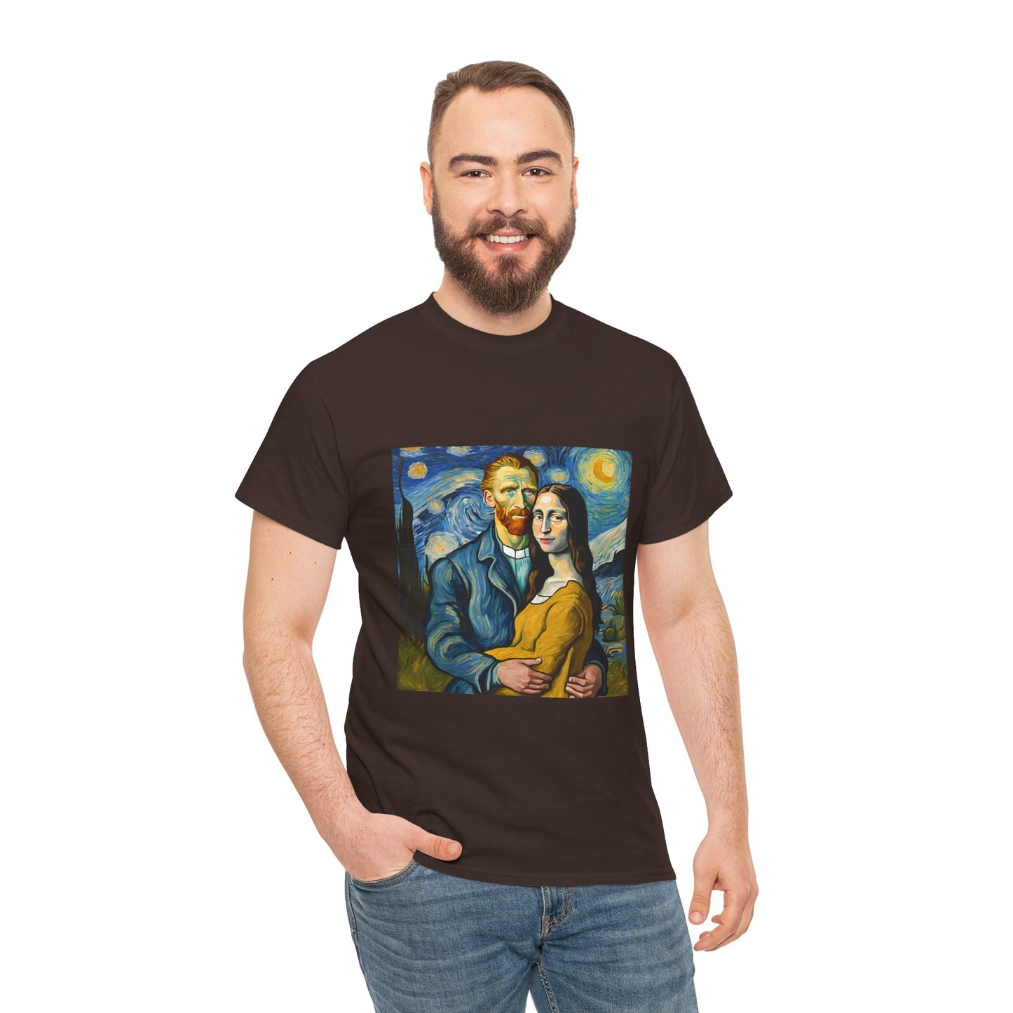 Funny Mona Lisa with Vincent Van Gogh Starry Night - Flashlander Gym Shirt