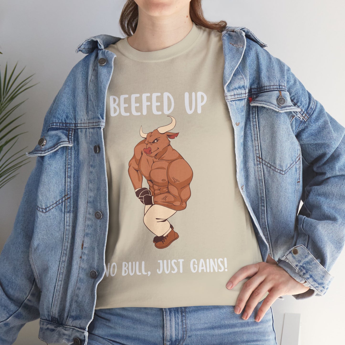 Muscle Bull Beefed Up No Bull, Just Gains - Flashlander Gym Shirt