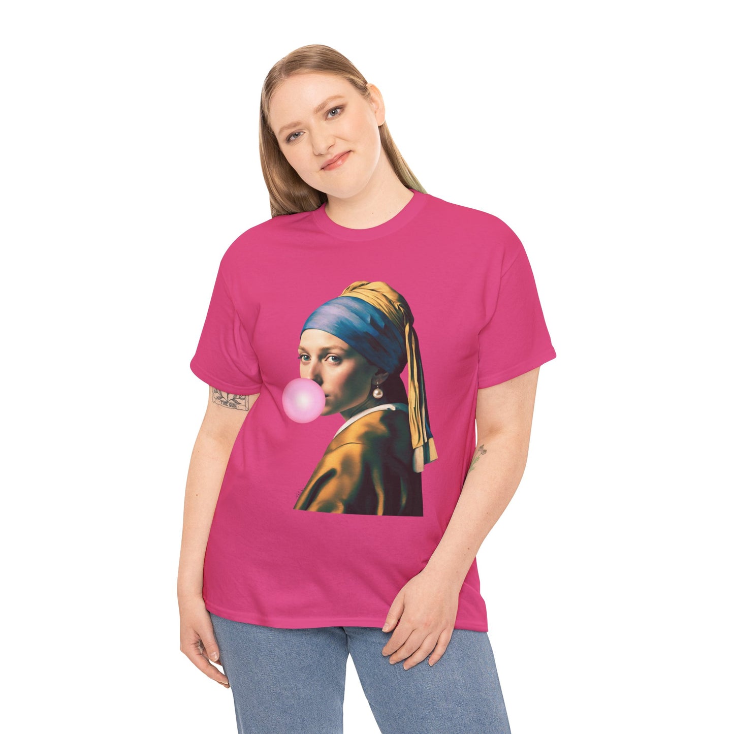 Bubble Gum Girl with a Pearl Earring Johannes Vermeer - Flashlander Gym Shirt