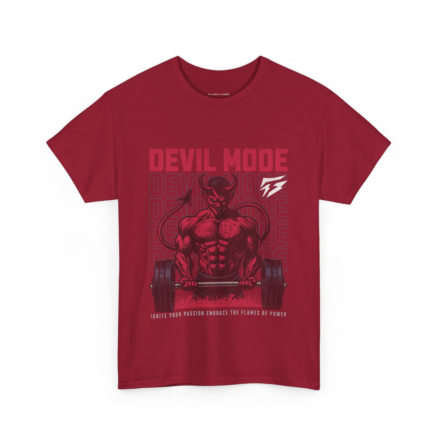 Devil Mode Gym Shirt Flashlander Cotton Unisex Charcoal Black Performance Graphic Tee