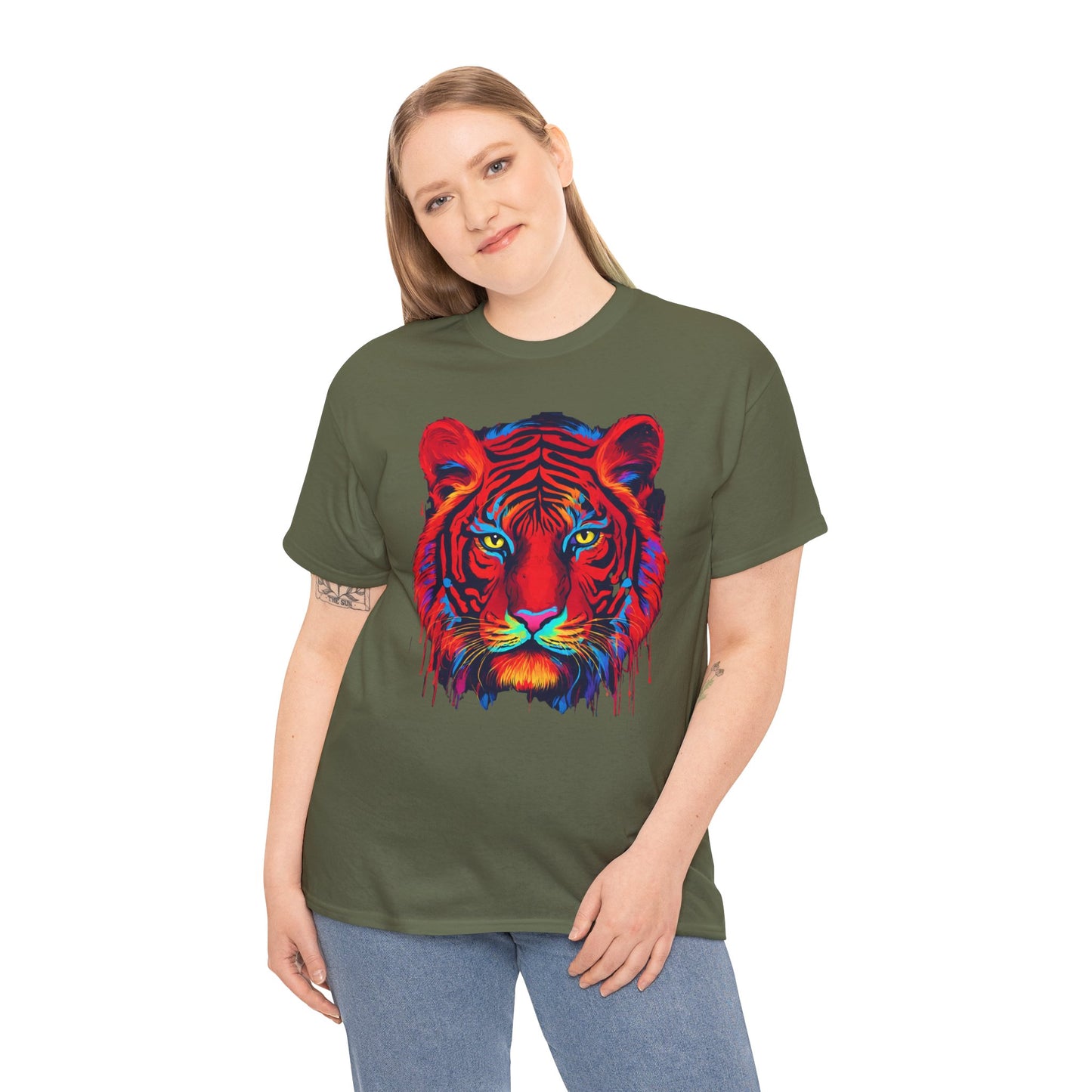 Majestuosa camiseta de Flashlander con diseño pop art de tigre rojo