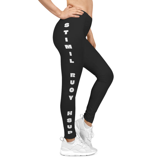 Flashlander Sportswear Evolution Women's Casual Leggings Black (AOP) Featuring Custom Motivational Quote