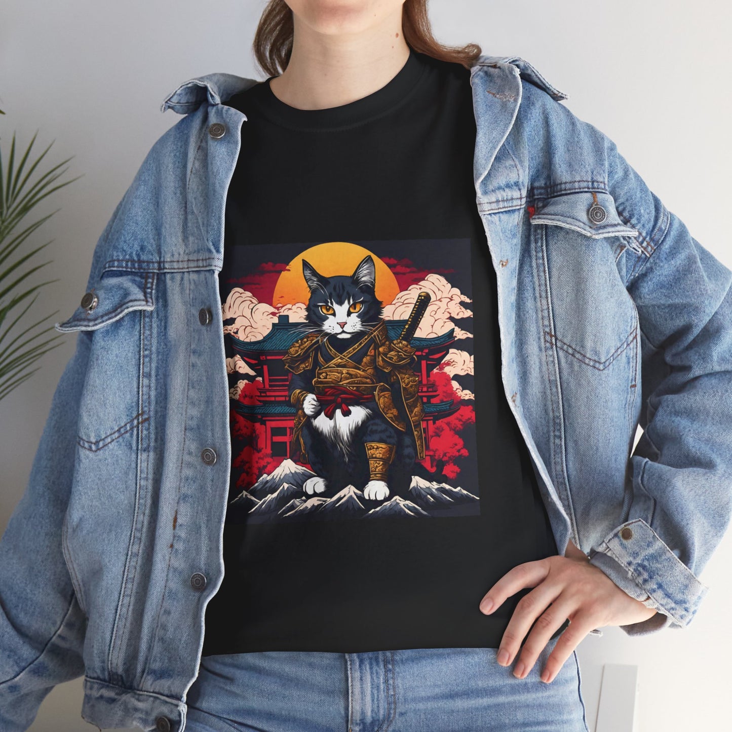 Samurai Cat Cartoon Anime - Flashlander Gym Shirt