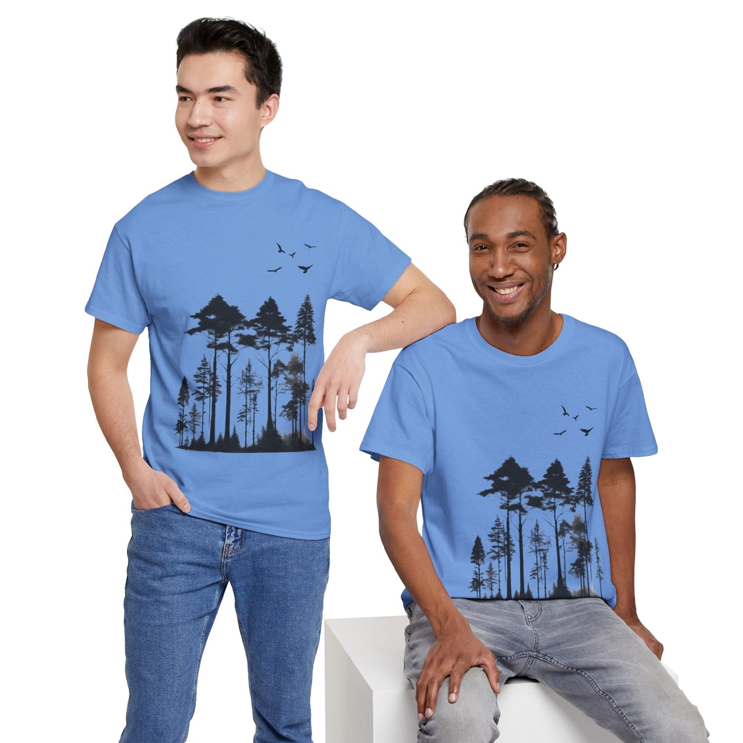 Camisa del bosque de pinos Camiseta unisex de algodón pesado Flashlander