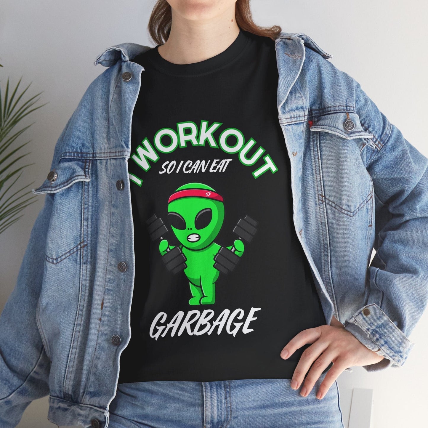 Alien I Workout So I Can Eat Garbage Graphic Tee Flashlander