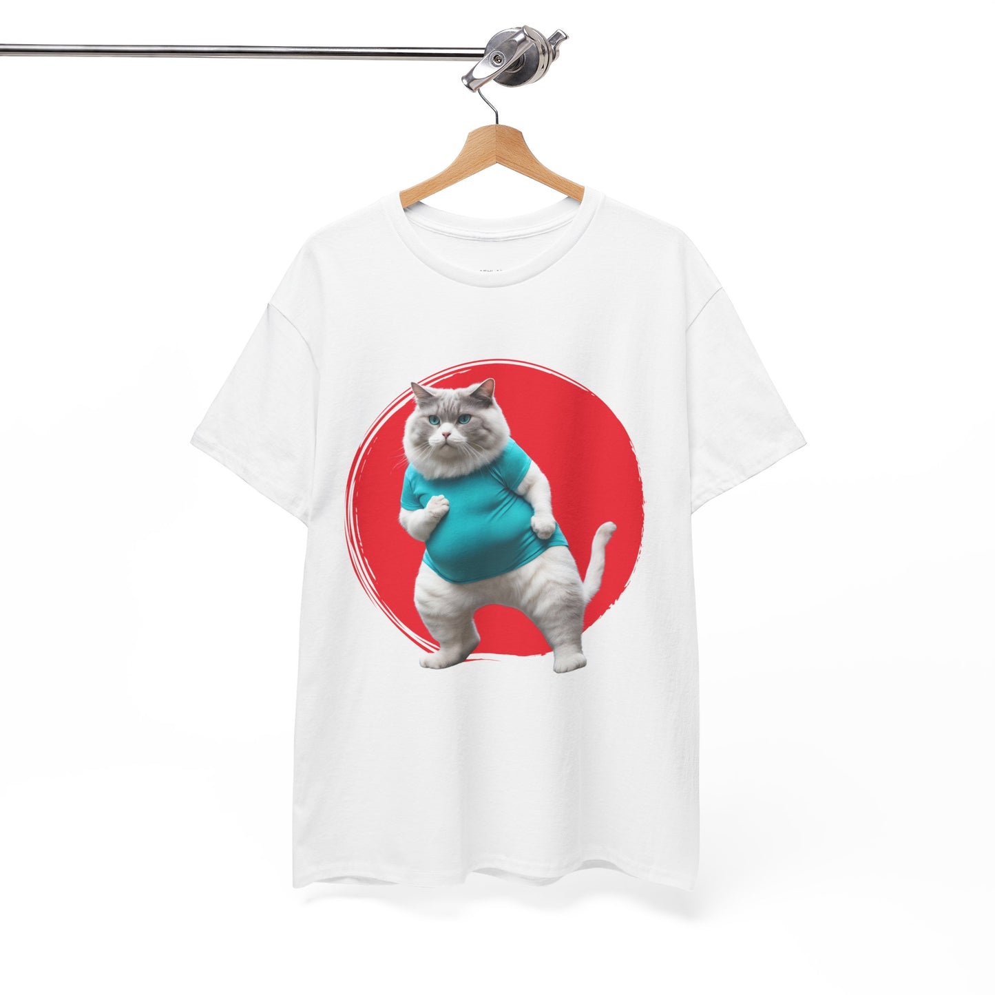 Camiseta de gimnasio Flashlander con divertido gato gordo de karate