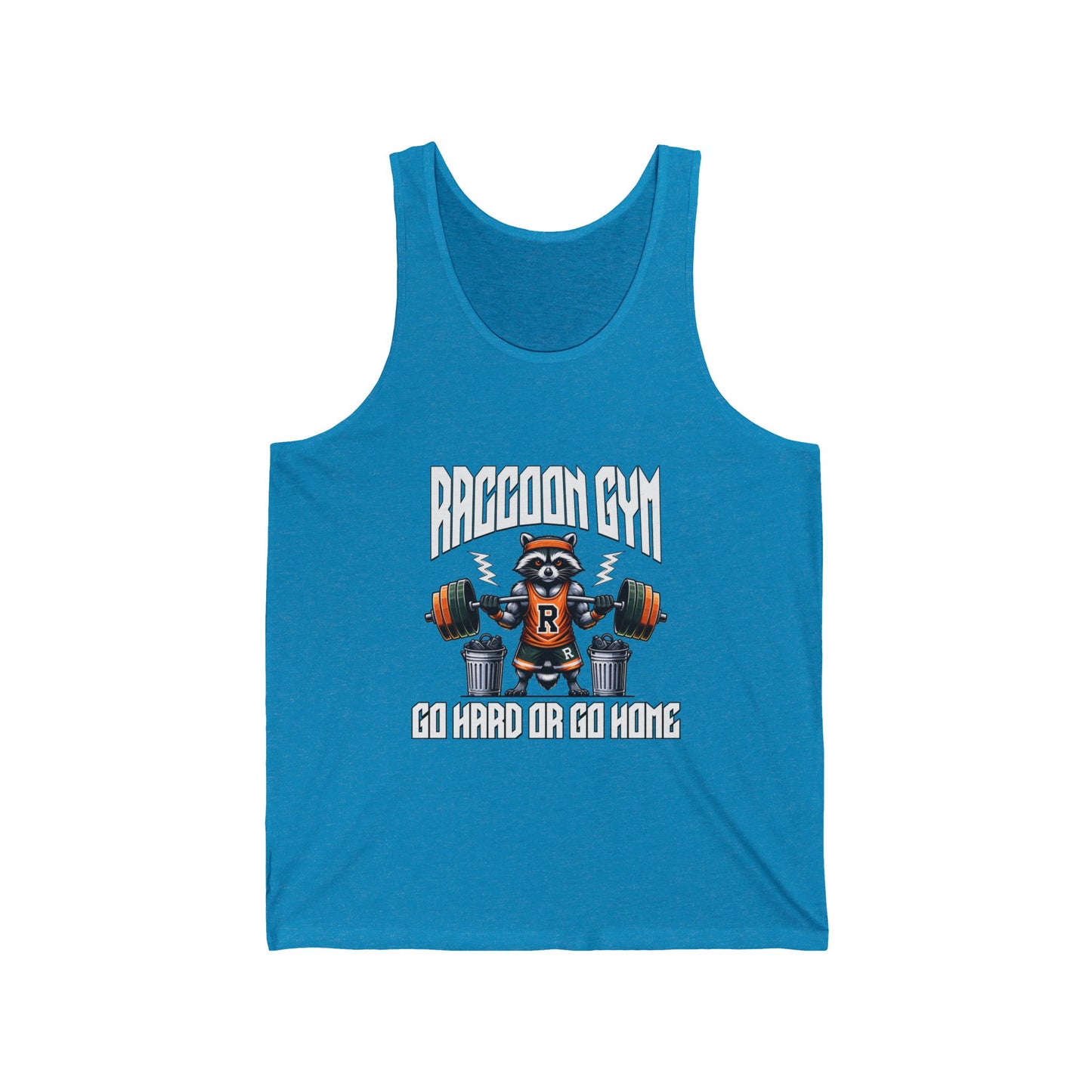 Raccon Gym Rooster Bodybuilding Cotton Unisex Jersey Tank Go Hard or Go Home Aqua