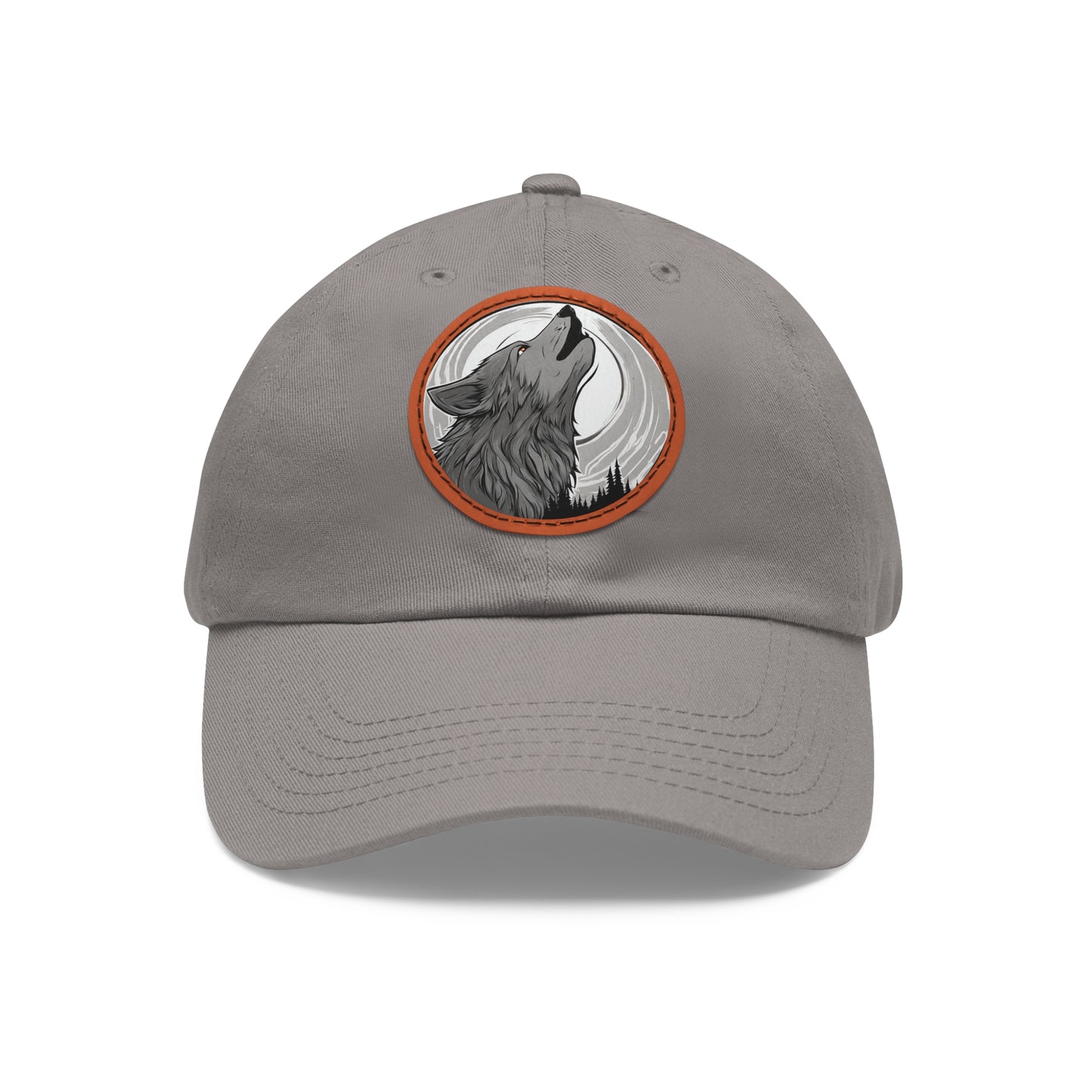 Wolf Howl with Full Moon Hat Wolf Hat Sportswear Cap Dad Hat with Patch (Round) Baseball Cap Wolf Cap Custom Hat Flashlander