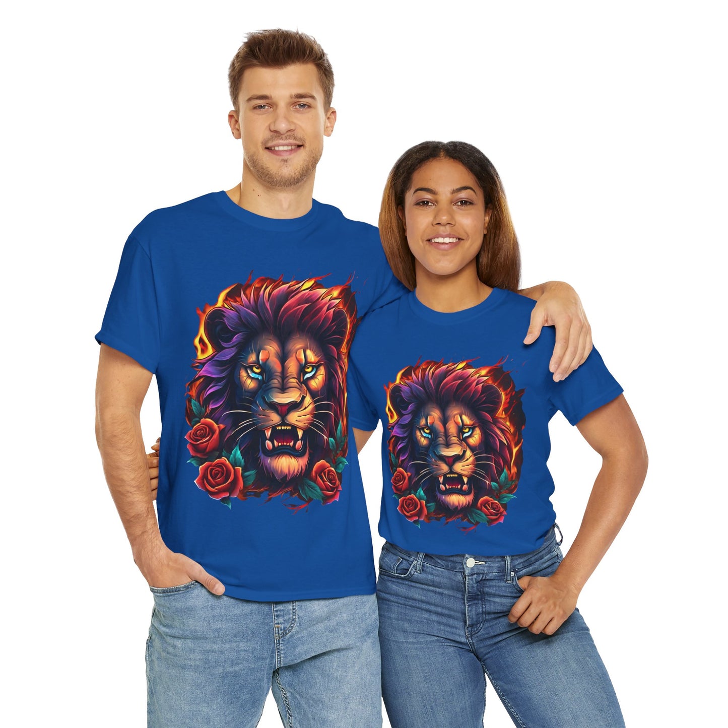 Lion Flames and Roses T-Shirt Flashlander