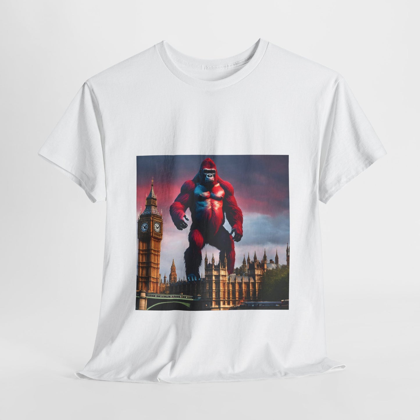 The Red Giant Gorilla Kong in the Big Ben of London Gaphic Tee Flashlander