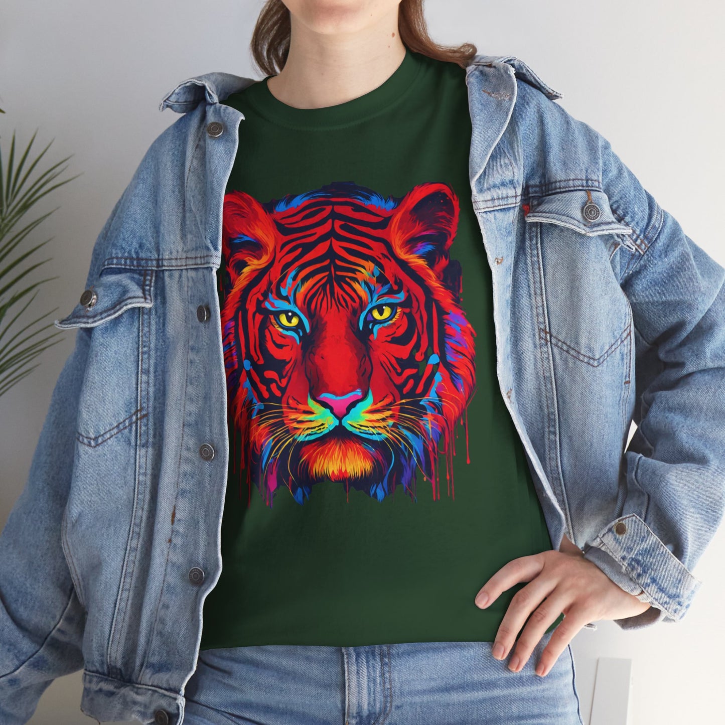 Majestuosa camiseta de Flashlander con diseño pop art de tigre rojo