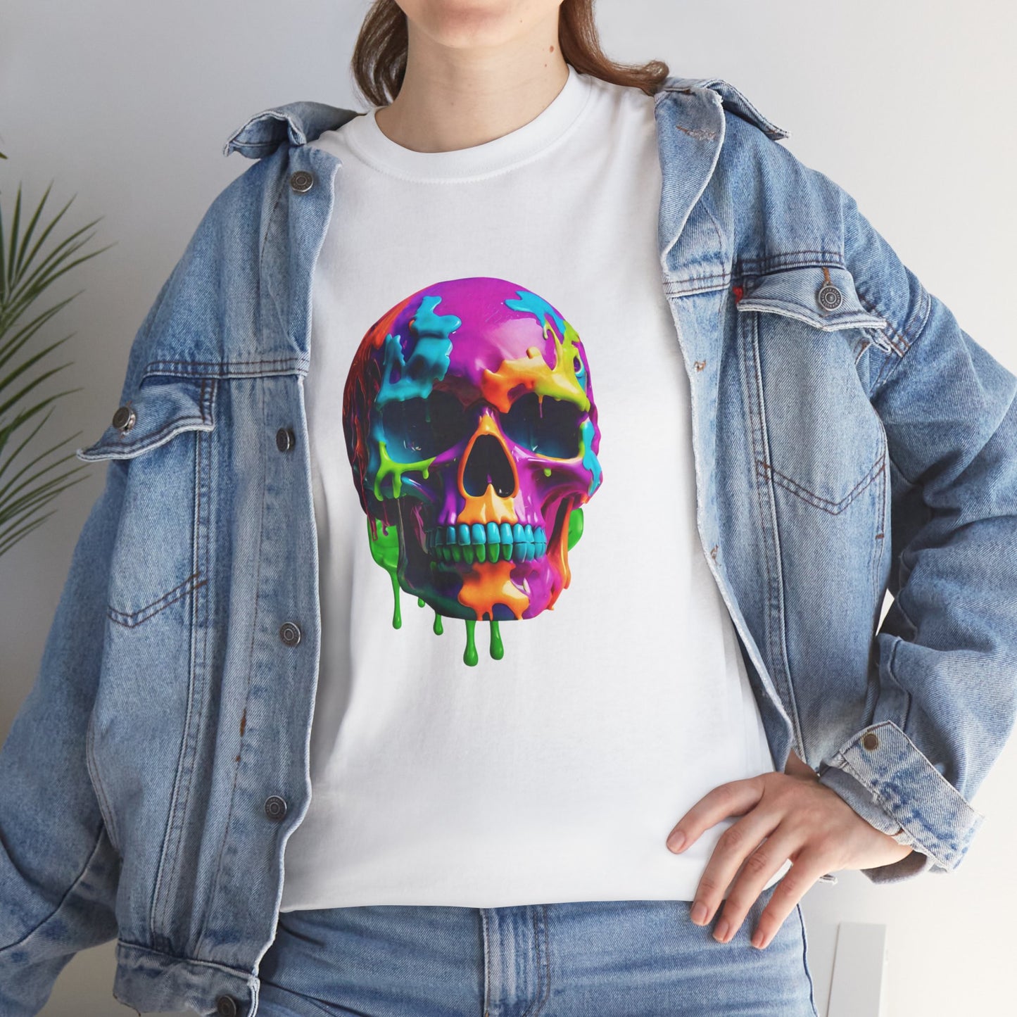 Camiseta con calavera de fusión de neón Flashlander