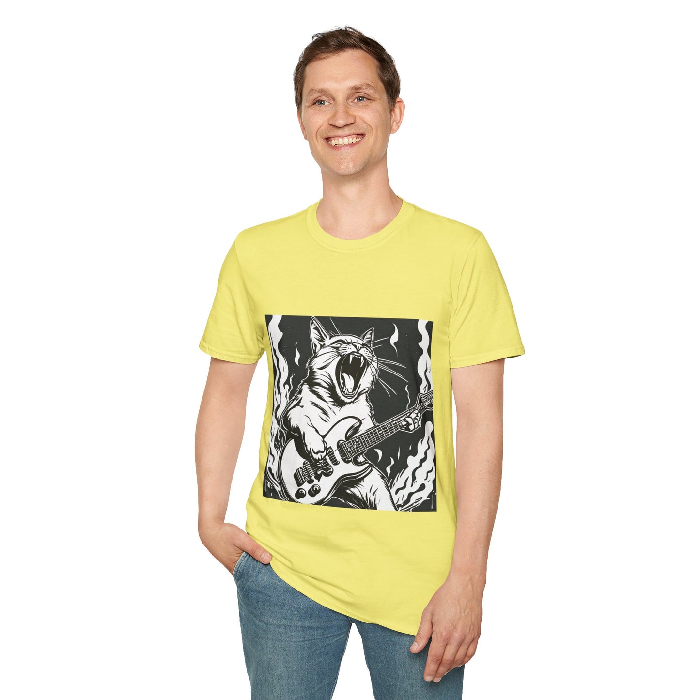 Cat Playing Guitar Flashlander Gym Shirt