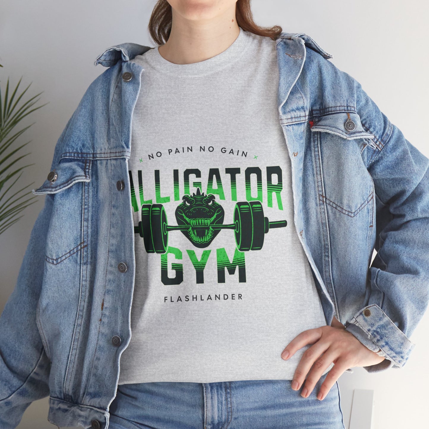 Aligator Gym Shirt Flashlander Cotton Unisex Charcoal Black Graphic Tee