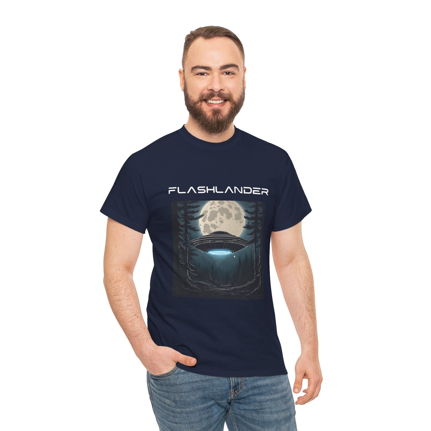 UFO Soaring Low in the Forest Tee Flashlander Gym Shirt