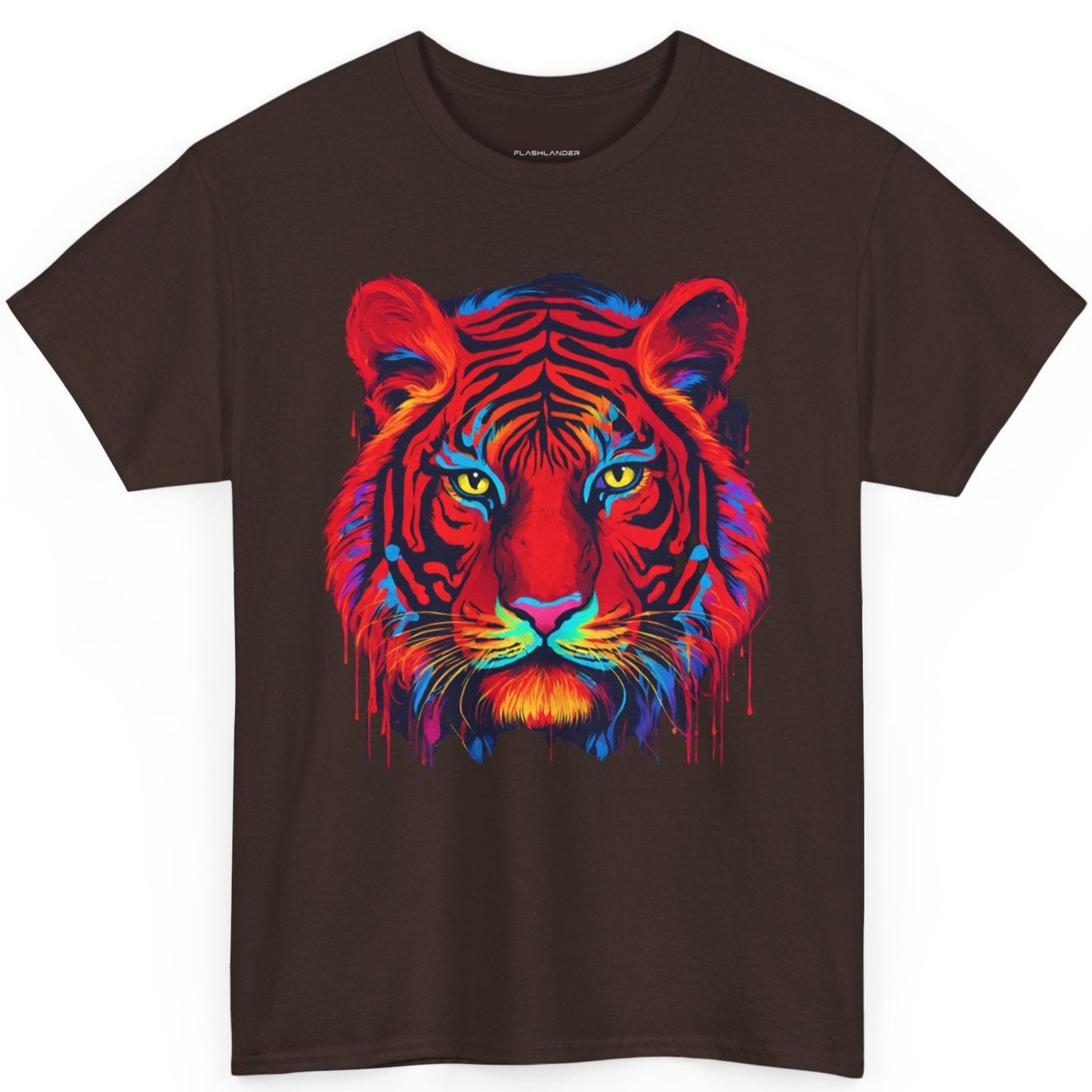 Majestuosa camiseta de Flashlander con diseño pop art de tigre rojo