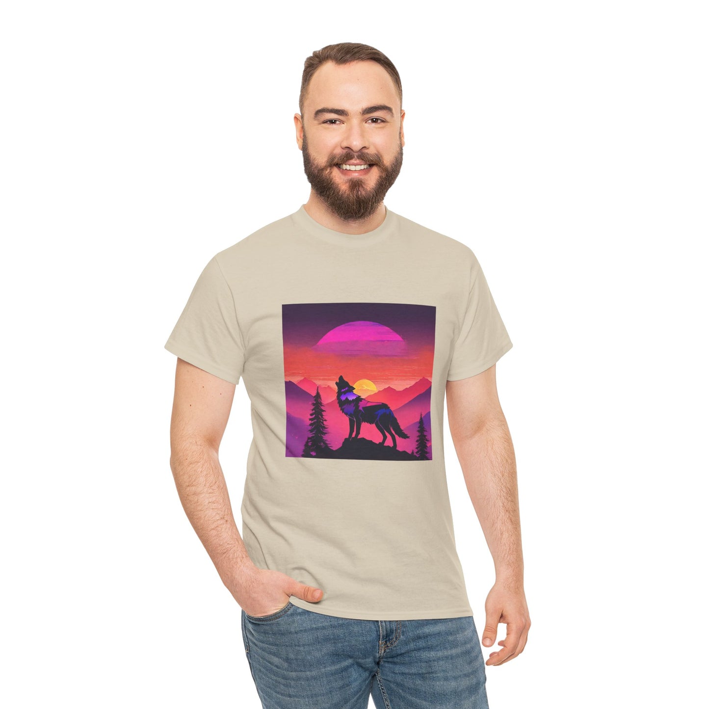 Wolf Majestic Sunset Gaphic Tee Flashlander