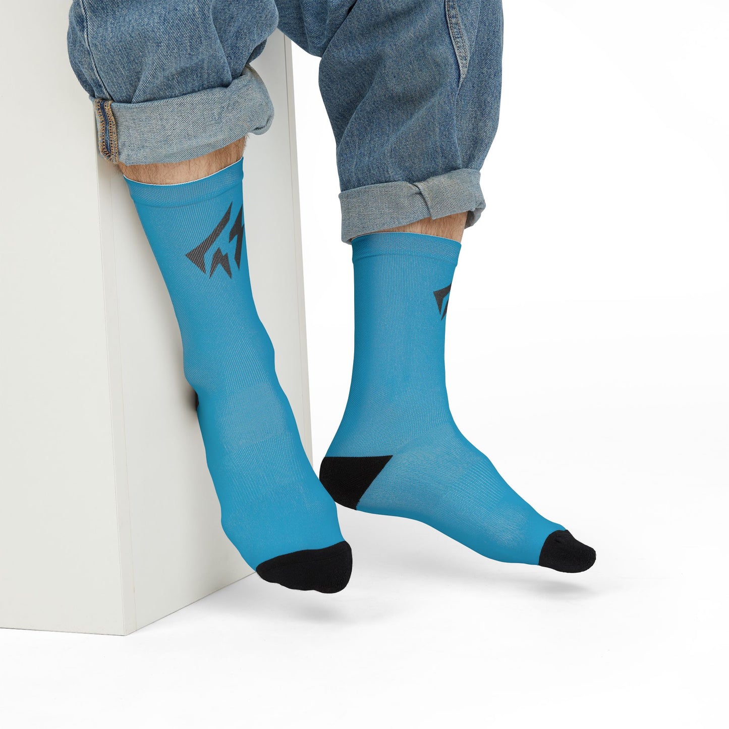 Flashlander Thunder Crew Sports Socks Blue Aqua Turquoise