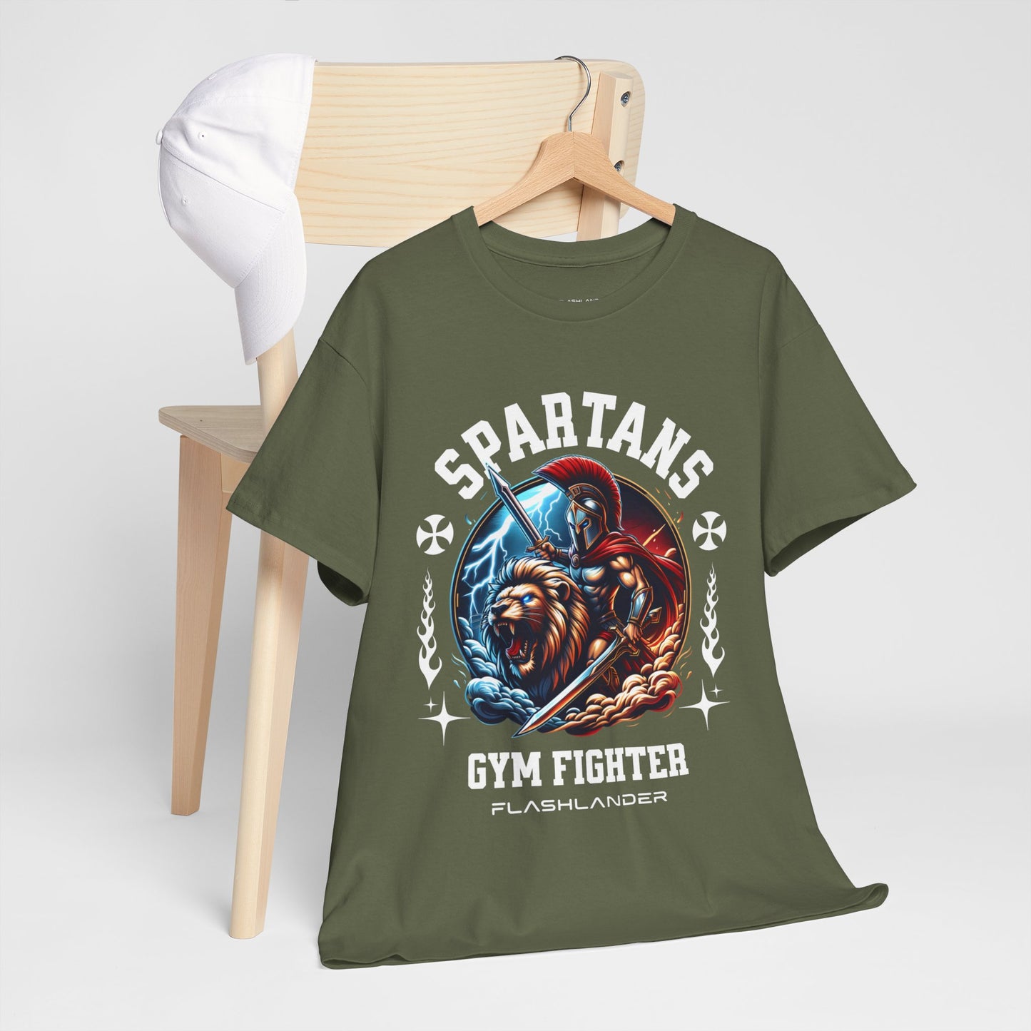 Spartans Gym Fighter Shirt Flashlander Performance T-Shirt Cotton Unisex Charcoal Black Graphic Tee