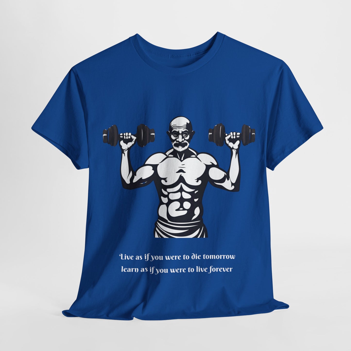 Gandhi Bodybuilder Gym Shirt - Flashlander Live as if you were to die tomorrow, learn as if you were to live forever quote Graphic Tee