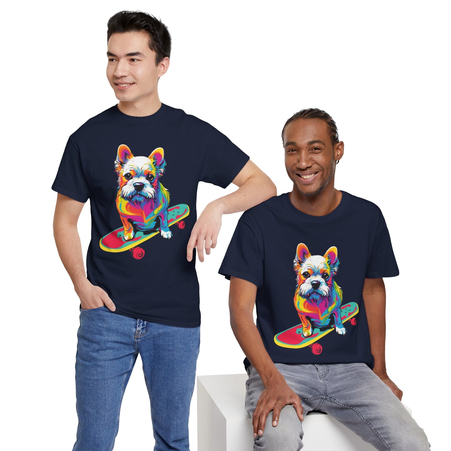 T-shirt de sport Flashlander avec chien skateboardant Pop Art