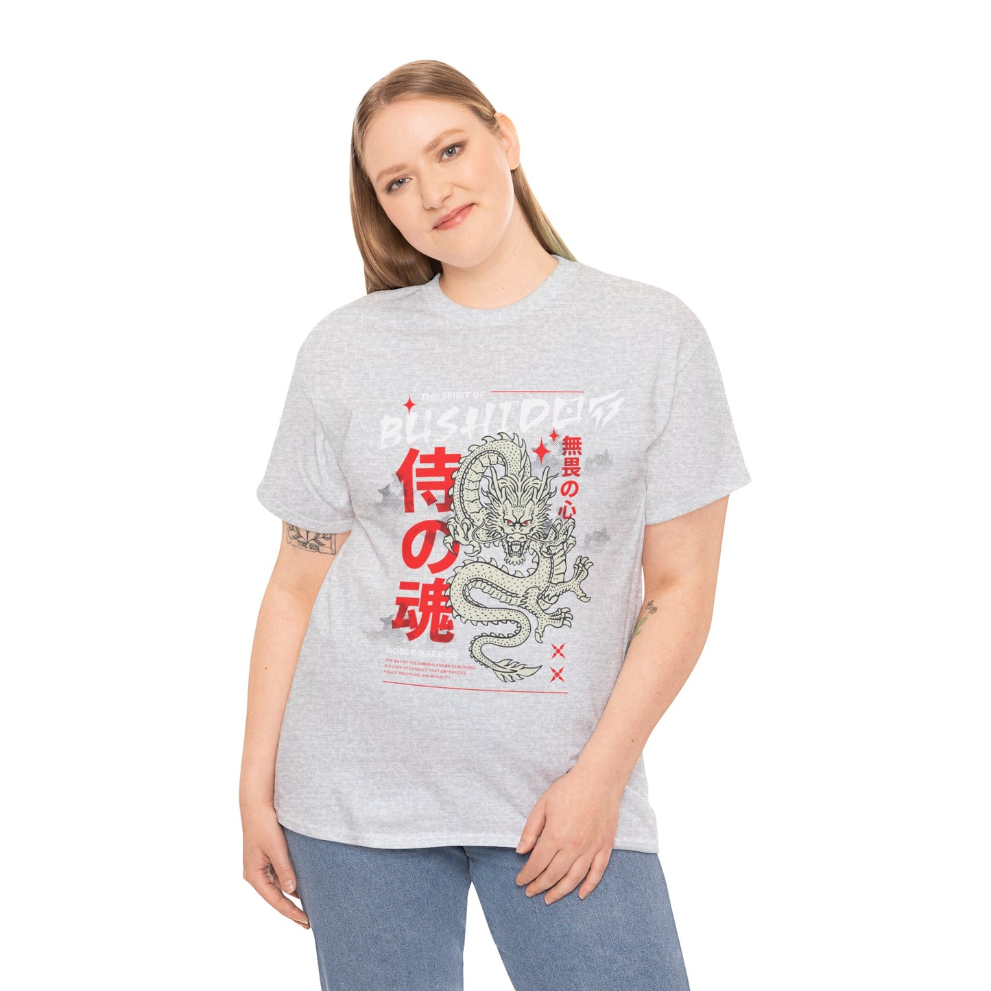 Dragon Gym Shirt The Spirit of Bushido T-Shirt Flashlander Cotton Unisex Charcoal Black Graphic Tee