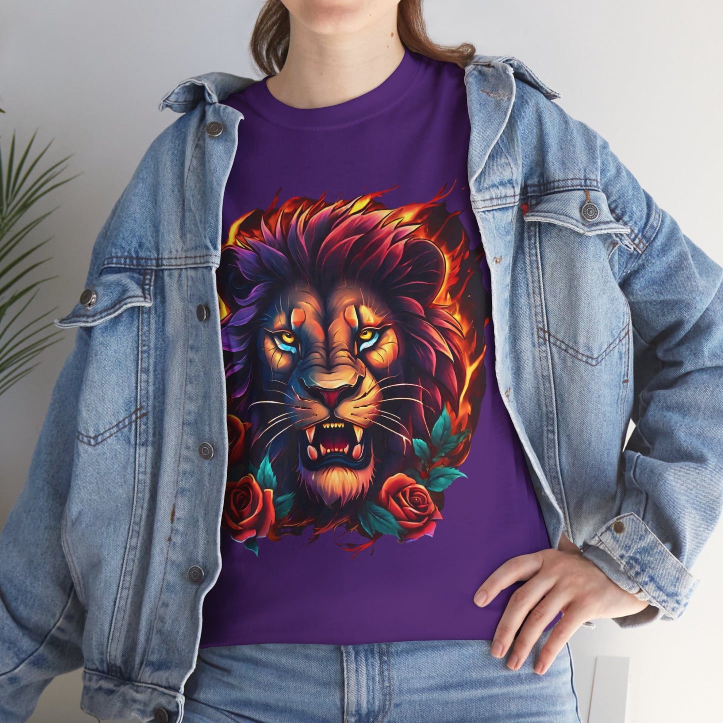 Lion Flames and Roses T-Shirt Flashlander