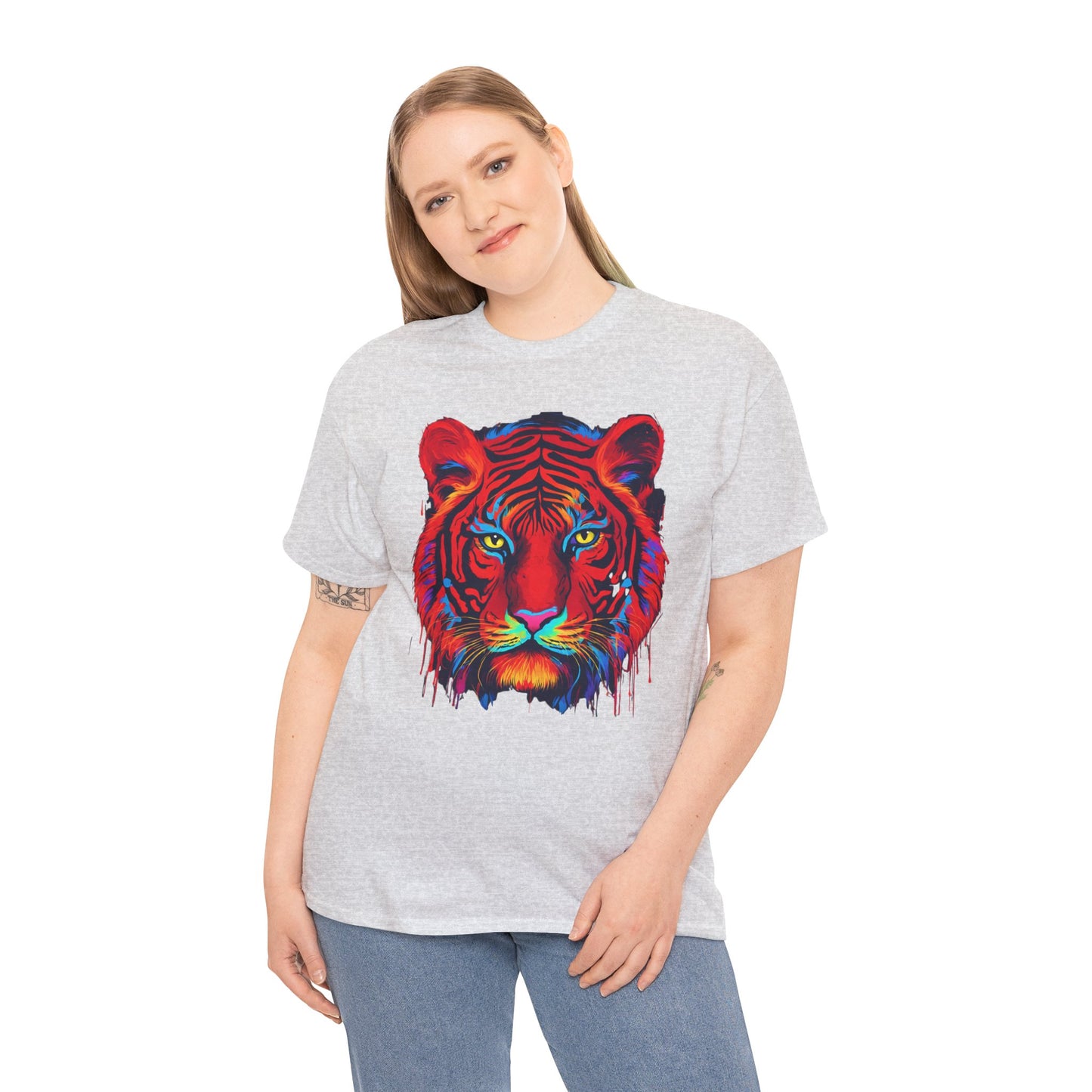 Majestuosa camiseta de Flashlander con diseño pop art de tigre rojo