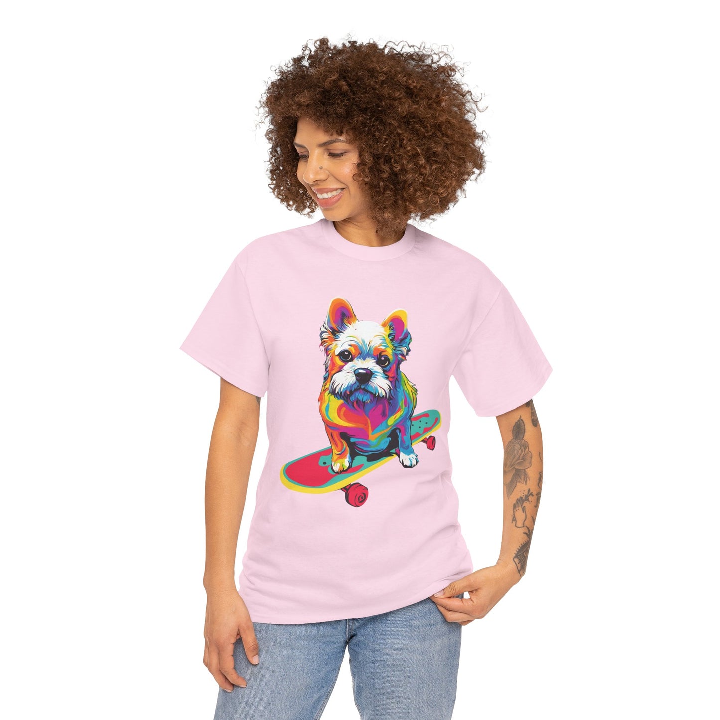 T-shirt de sport Flashlander avec chien skateboardant Pop Art