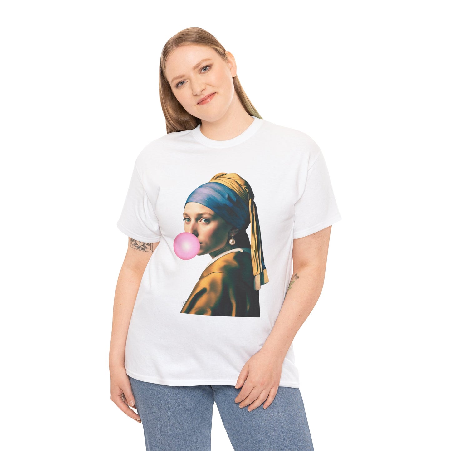 Bubble Gum Girl with a Pearl Earring Johannes Vermeer - Flashlander Gym Shirt