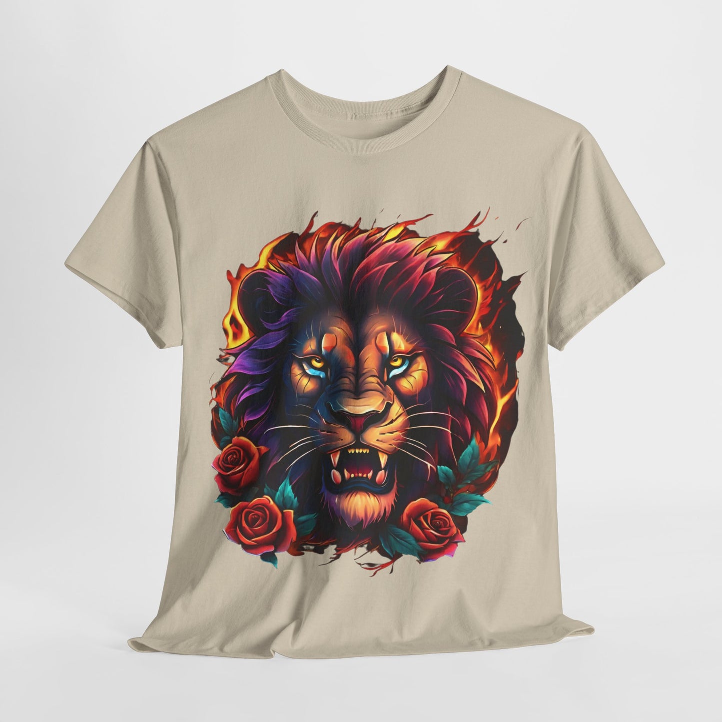 Lion Flames and Roses T-Shirt Flashlander