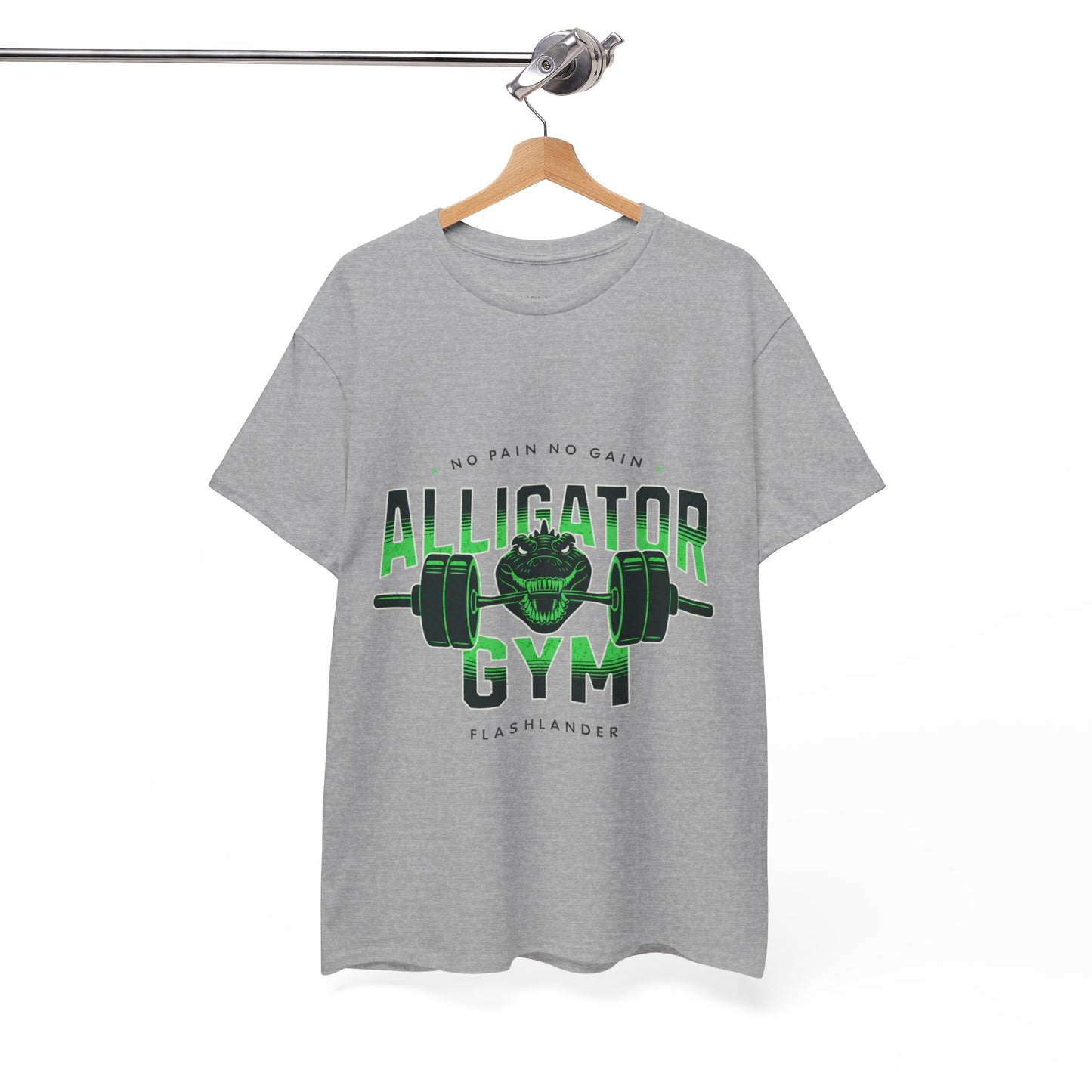 Aligator Gym Shirt Flashlander Cotton Unisex Charcoal Black Graphic Tee