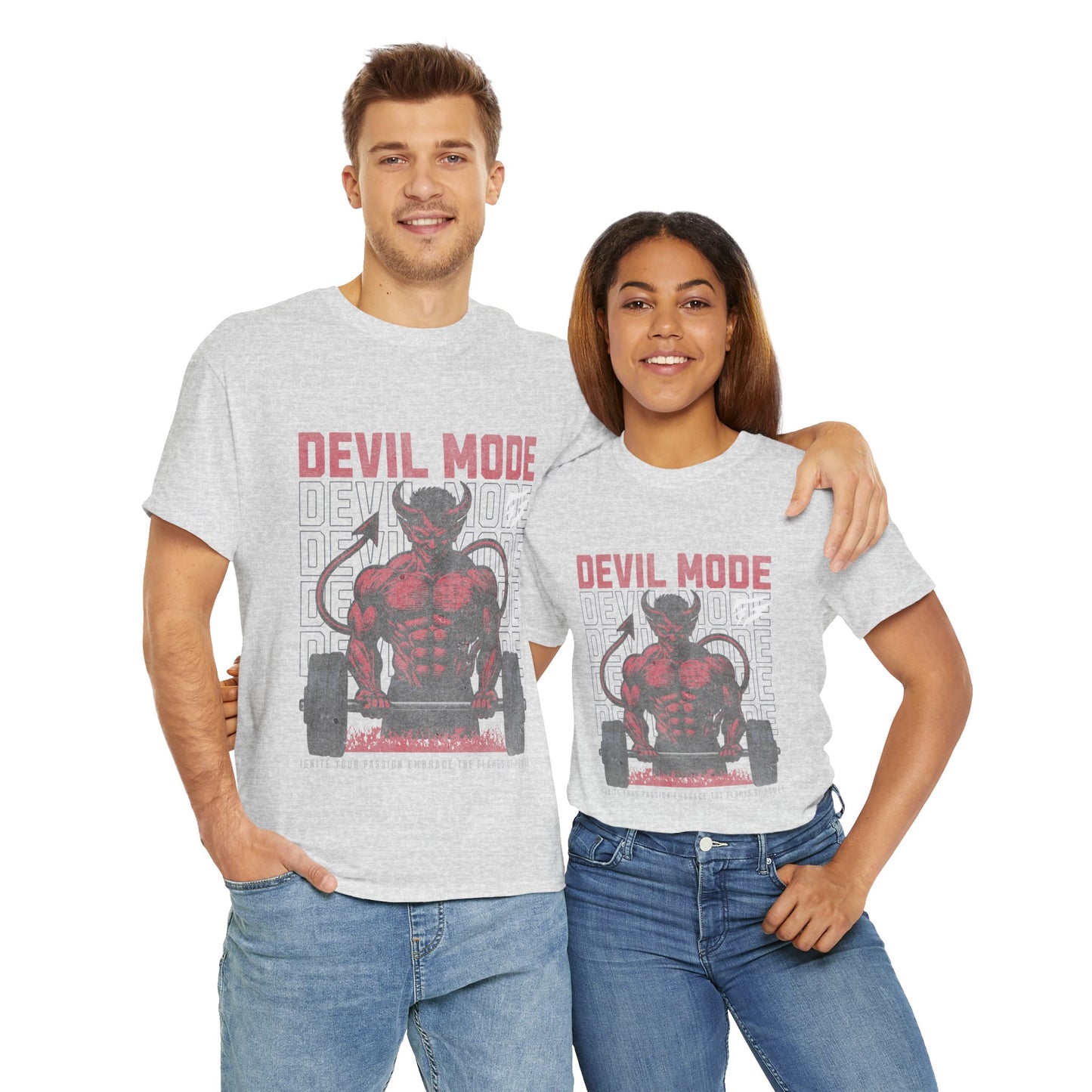 Devil Mode Gym Shirt Flashlander Cotton Unisex Charcoal Black Performance Graphic Tee