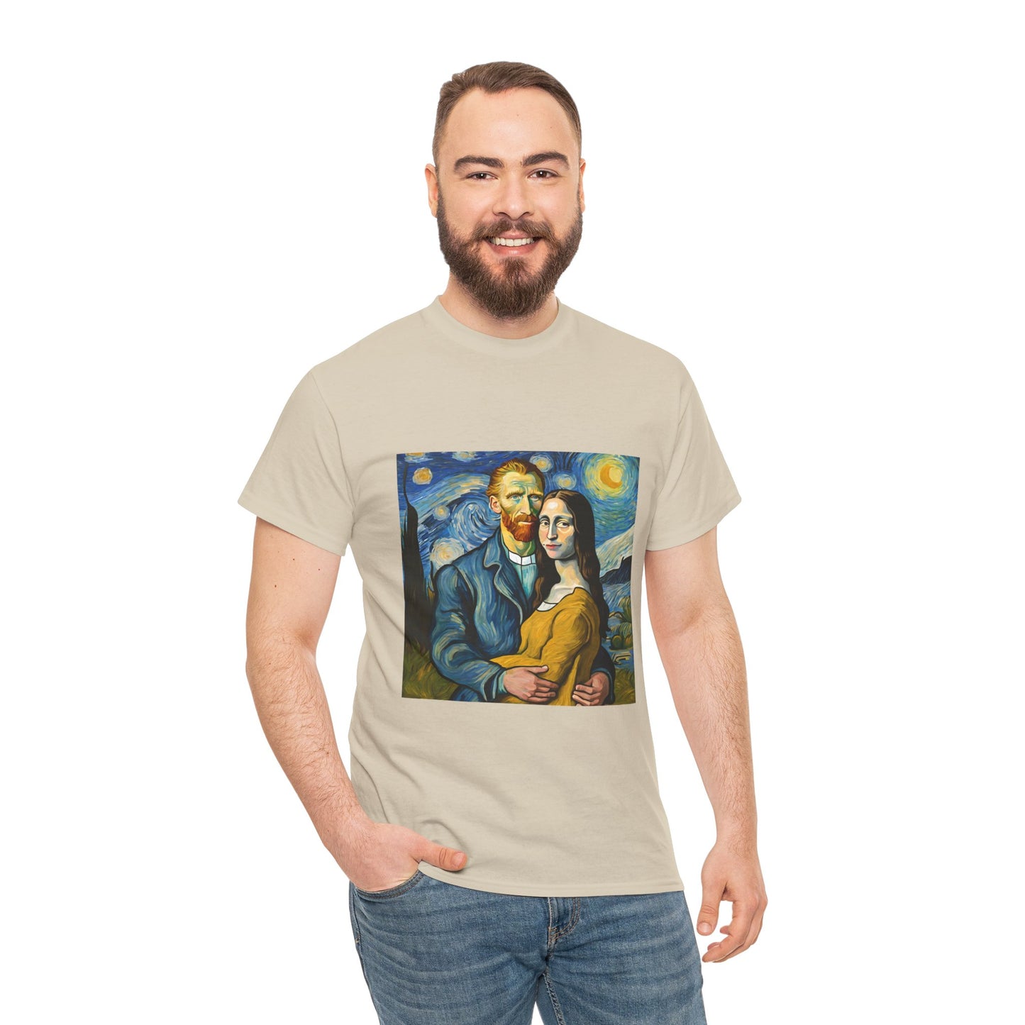 Funny Mona Lisa with Vincent Van Gogh Starry Night - Flashlander Gym Shirt